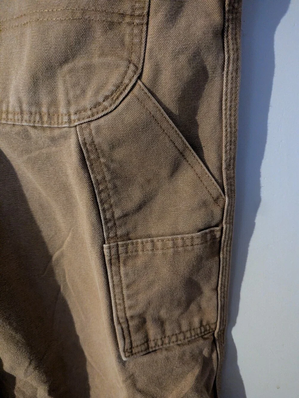 Vintage Mens Dickies Carpenter Pants Tan Heavy Duty Canvas Work Size 42x32